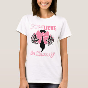 Alegre camiseta con cáncer de mama Bow rosa Cheer