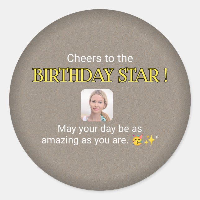 Alegre clásico: Pegatina feliz cumpleaños (Anverso)