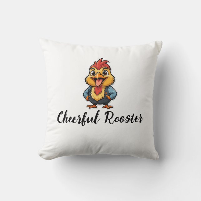 Alegre Cojín decorativo de gallos - Personalizado  (Anverso)