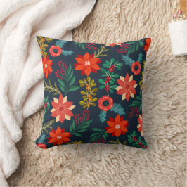 Alegre Cojín decorativo floral de Navidad
