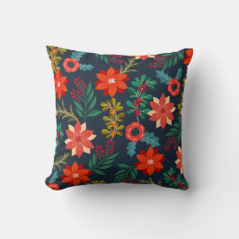 Alegre Cojín decorativo floral de Navidad