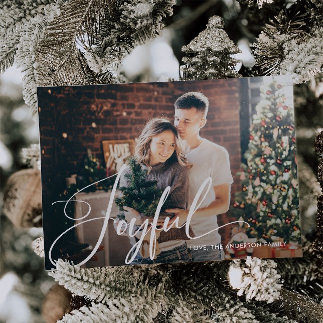 Alegre | Elegante guión y tarjeta magnética fotogr (A beautiful Christmas photo magnetic card with elegant calligraphy)