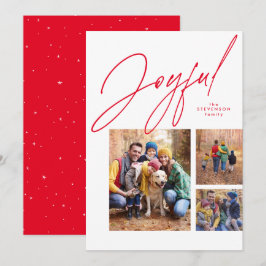 Alegre familia roja de tres fotos de Navidad