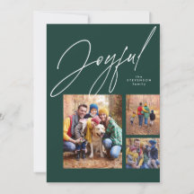 Alegre familia verde de tres fotos de Navidad