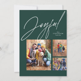 Alegre familia verde de tres fotos de Navidad