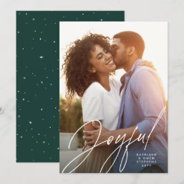 Alegre guión moderno una foto verde Navidad