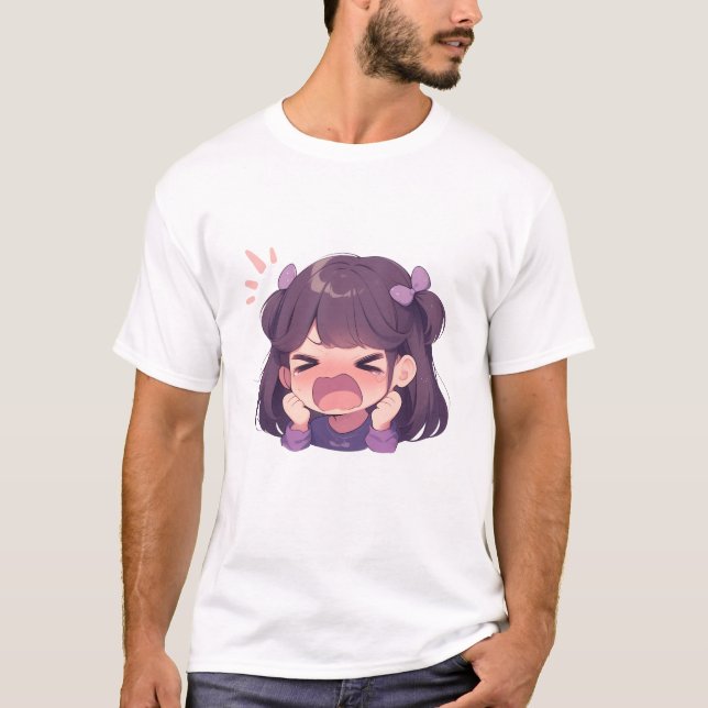 Alegre Ilustracion Chica de camiseta básica mascul (Anverso)