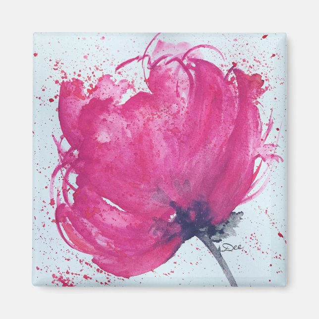 Alegre imán de flores rosadas (Frente)