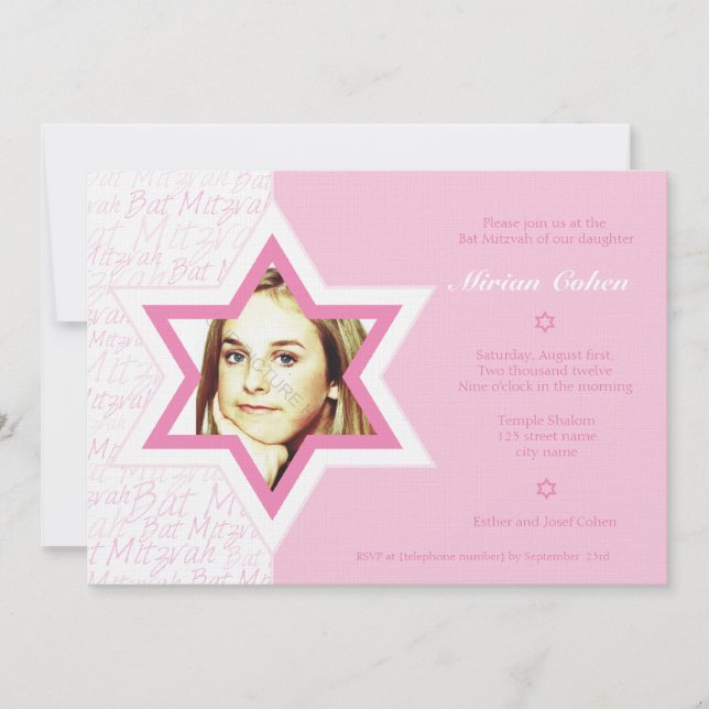 Alegre - Invitación a Bat Mitzvah (Anverso)