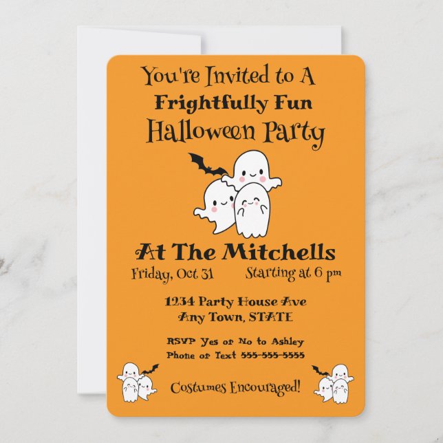 Alegre invitación a fiesta de Halloween (Anverso)