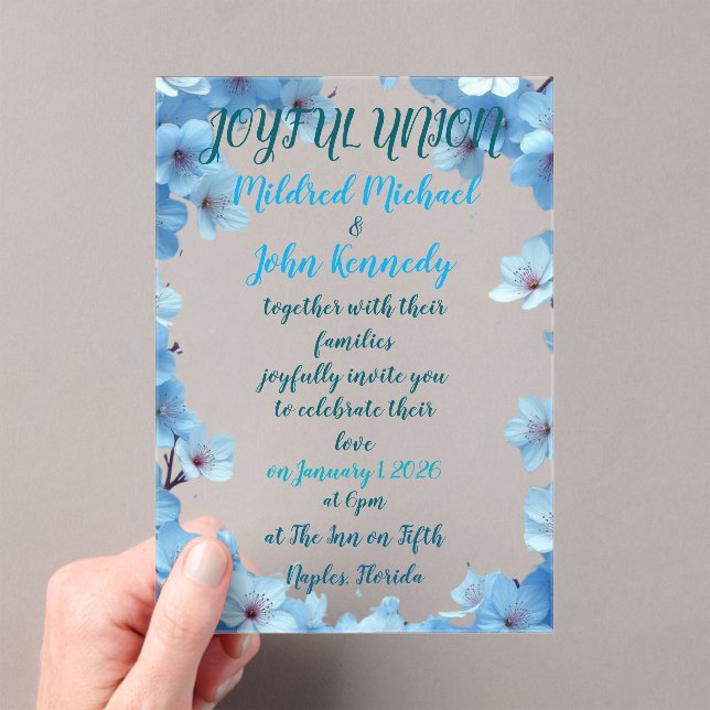 alegre invitación a la boda sindical con flores az (Insitu (portátil))