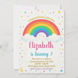 Alegre invitación al cumpleaños del arcoiris
