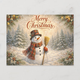 Alegre muñeco de nieve rústico Feliz Navidad
