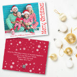 alegre navidad de la familia retro roja vintage<br><div class="desc">feliz navidad navidad roja vintage retro familia foto tarjeta de vacaciones dos caras,  en el mensaje de vacaciones de la parte trasera</div>