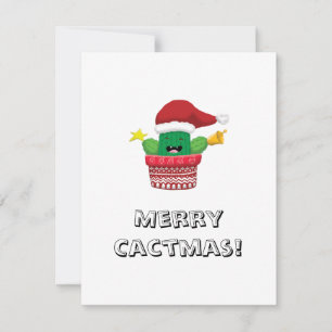 alegre navidad gracioso cactus pun Santa hat