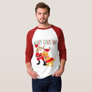 alegre navidad reno camisetas de santa dinosaur