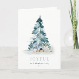 Alegre nieve acuarela pino árbol de Navidad regalo