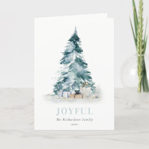 Alegre nieve acuarela pino árbol de Navidad regalo