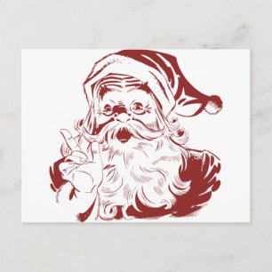 Alegre Papá Noel de Rojo Divertido Retro Navidad F