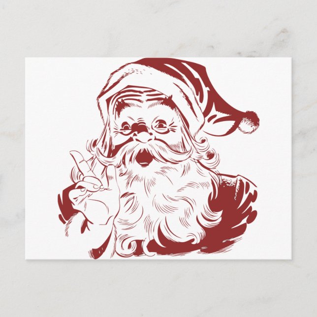 Alegre Papá Noel de Rojo Divertido Retro Navidad F (Anverso)