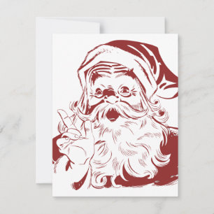 Alegre Papá Noel de Rojo Divertido Retro Navidad F