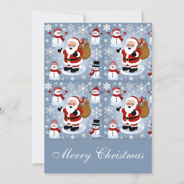 Alegre Papá Noel y muñecos de nieve de Navidad (Anverso)