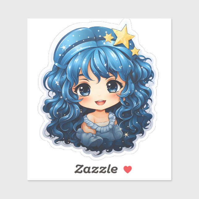 Alegre pegatina navideña azul (Hoja)