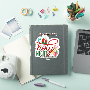 Alegre pegatina navideña para la noche sagrada