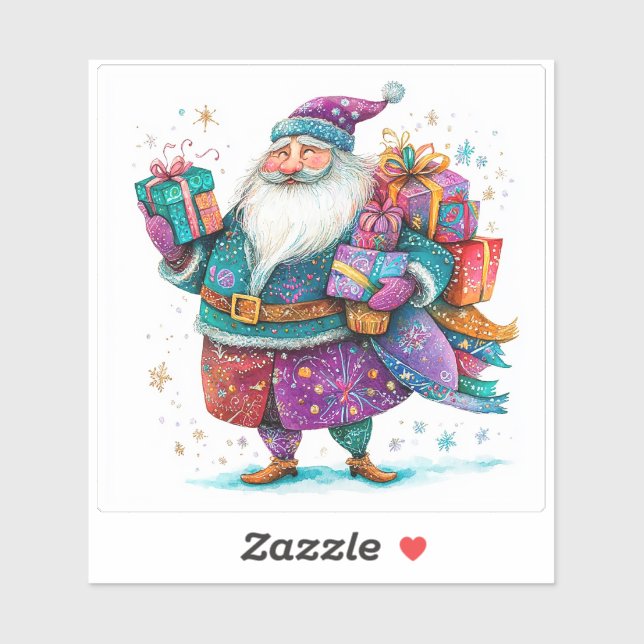 Alegre pegatina violeta de Navidad (Hoja)