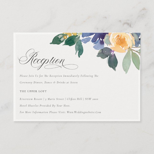 Alegre recepción amarilla floral floral de boda (Anverso)