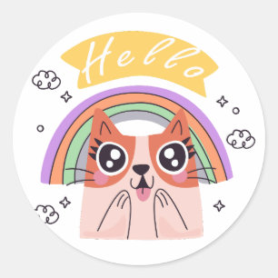 Alegre saludo Funny Cat Pegatina