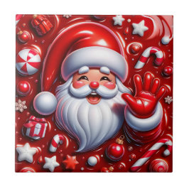 Alegre Santa 3D en Baldosas Cerámicas Rojas