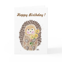 Alegre tarjeta de cumpleaños de hedgehog