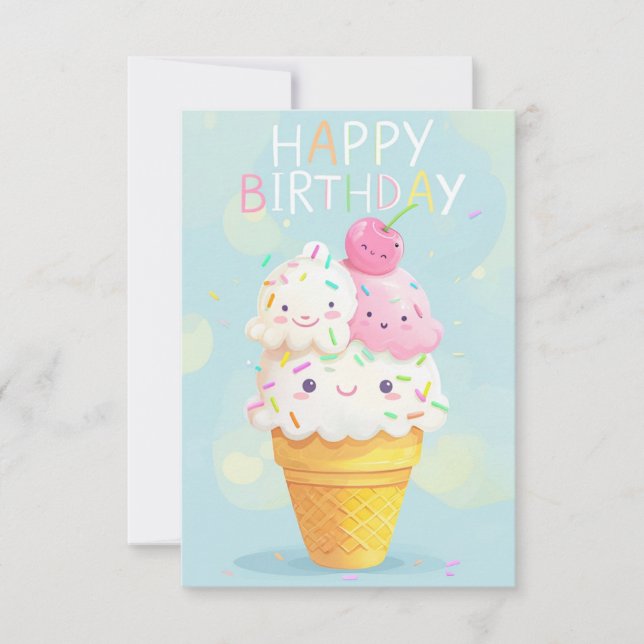 Alegre tarjeta de cumpleaños Ice Cream Personaliza (Anverso)