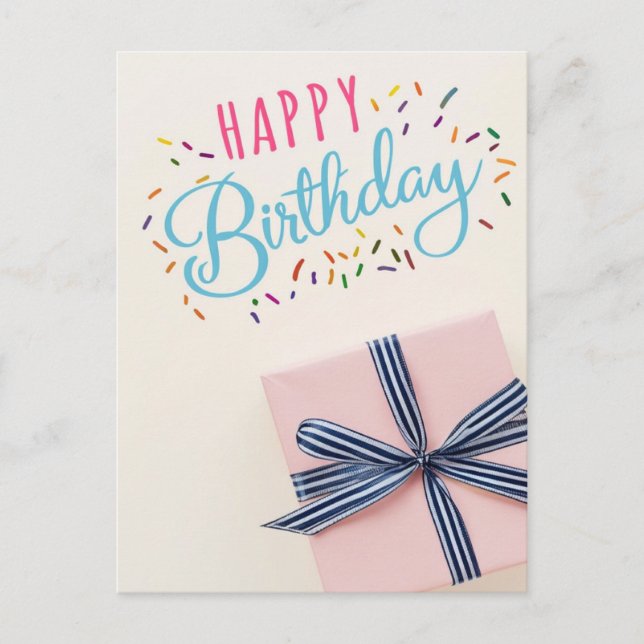 Alegre tarjeta de cumpleaños Minimalista con caja  (Anverso)
