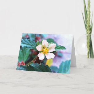 Alegre tarjeta de felicitación en blanco de flor a