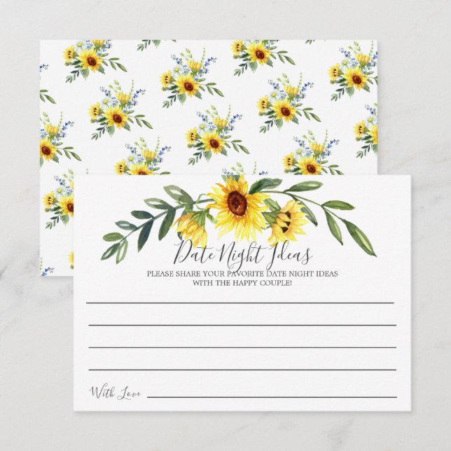 Alegre tarjeta de ideas para la noche del girasol  (Anverso / Reverso)