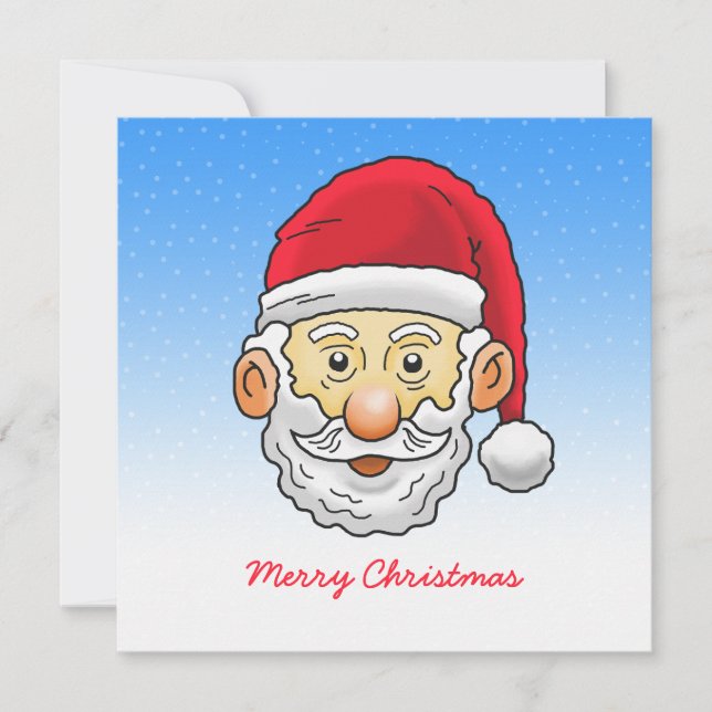 Alegre Tarjeta de Navidad plana de Papá Noel (Anverso)