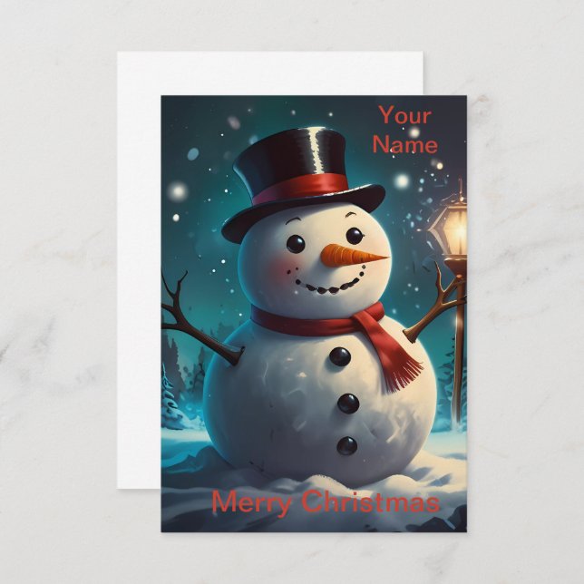 Alegre Tarjeta de Navidades Snowman - Tarjeta fest (Anverso / Reverso)