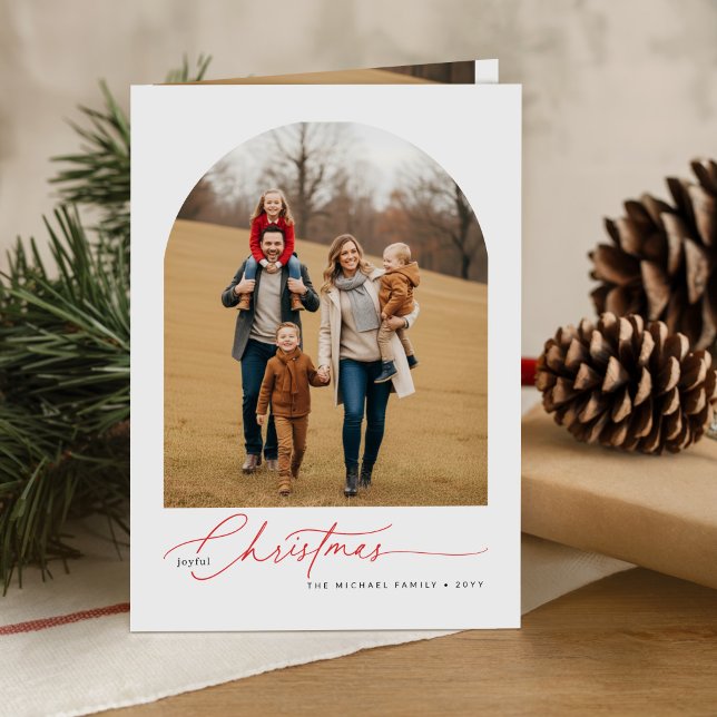 Alegre Tarjeta Familiar de Navidad con Foto en Arc (Subido por el creador)