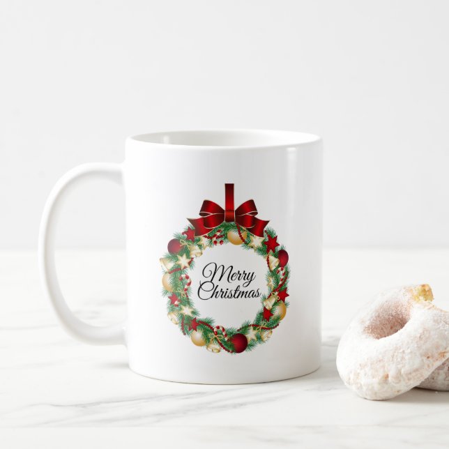 alegre taza linda de Navidad - taza de café (Con donut)