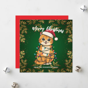 Alegre y Brillante gato Navidad gatito nieve invie