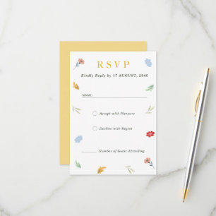 Alegre y colorida tarjeta de respuesta RSVP floral