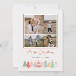 Alegres árboles navideños acogedores 4 tarjetas de