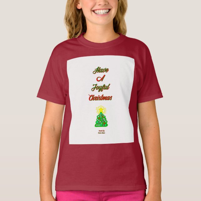 Alegres Chicas Navidades maroon la camiseta básica (Anverso)