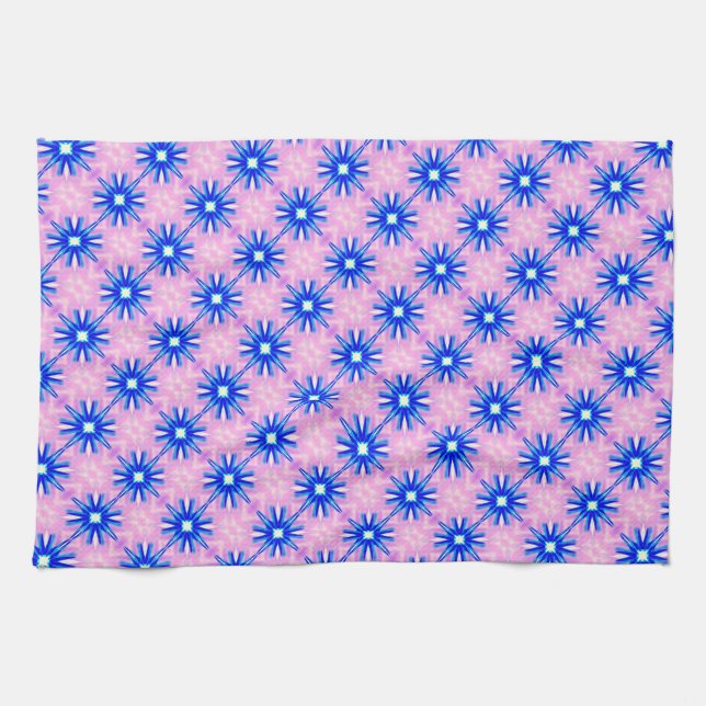 alegres estrellas azules en toalla rosa (Horizontal)