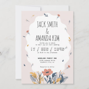 Alegres invitaciones de bodas de flores de verano 