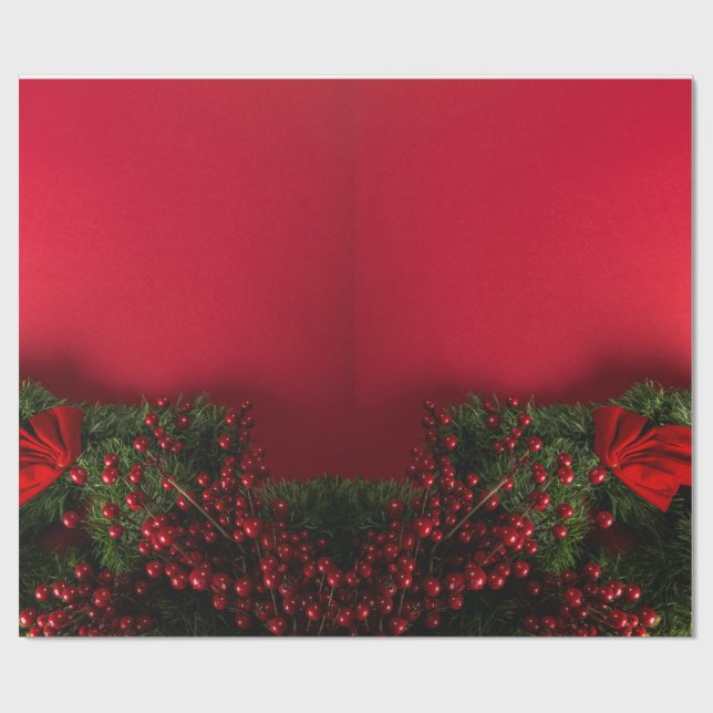 Alegres Navidades de vacaciones envolviendo papel (Superficie plana)