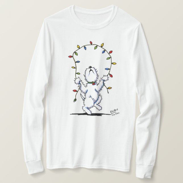 Alegres Navidades Westie (ropa ligera) Camisa (Anverso del diseño)