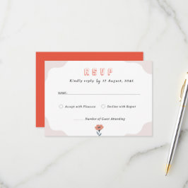 Alegres tarjetas RSVP de la invitación a la boda f